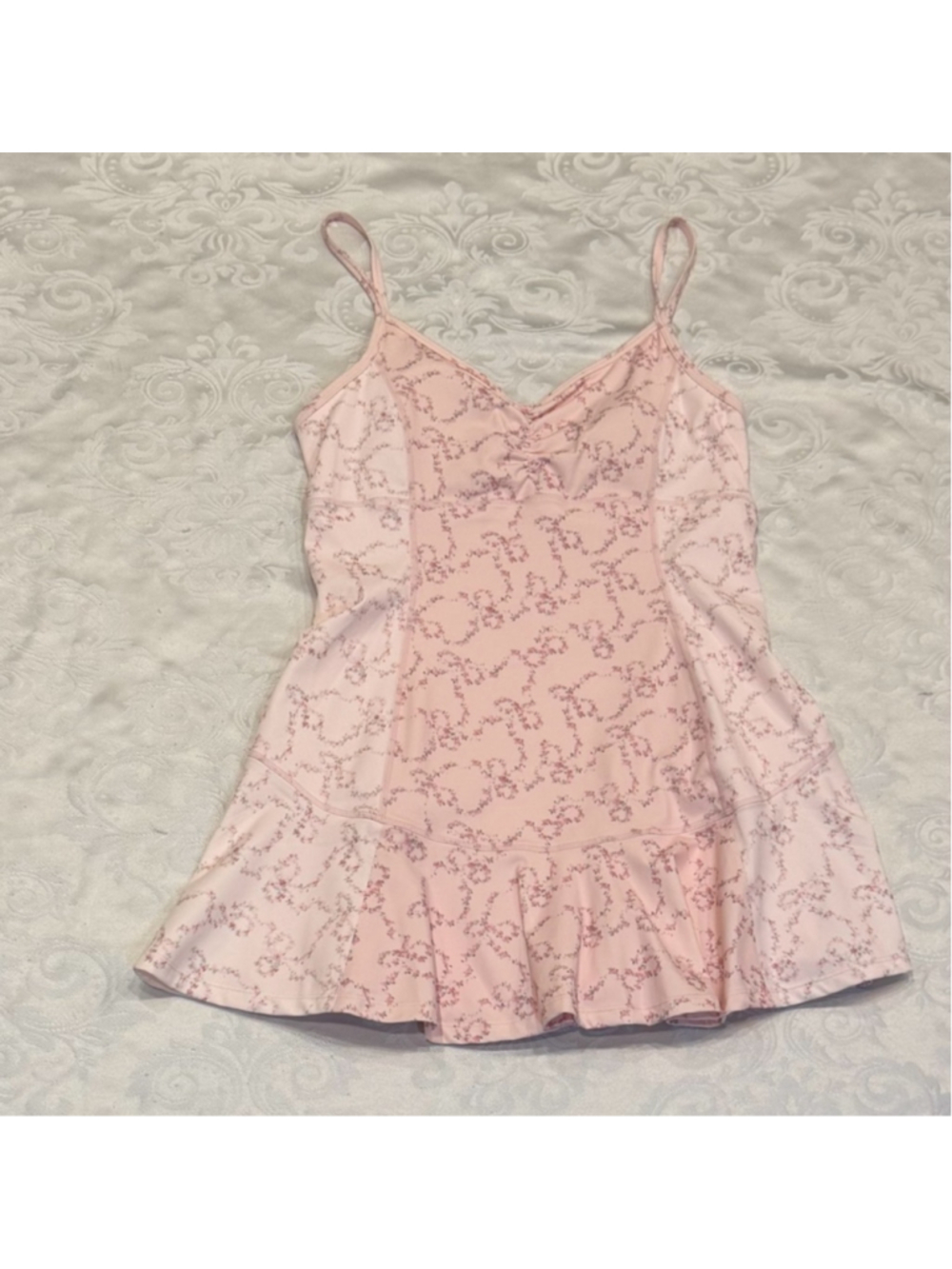 LoveShackFancy Sylvie Active Tennis Dress Peony Sugar Bow Pink Romper NWT L Larg - Picture 3 of 7
